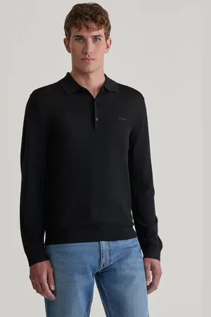 GANT SVETR EXTRAFINE MERINO WOOL POLO BLACK