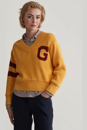 GANT SVETR VARSITY V-NECK FADED SUNSET