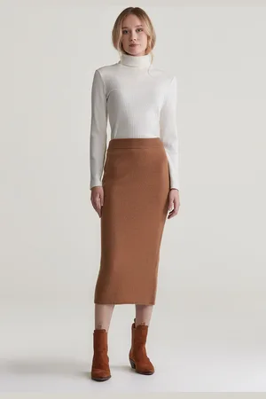 GANT SUKNĚ WOOL KNIT SKIRT CACAO