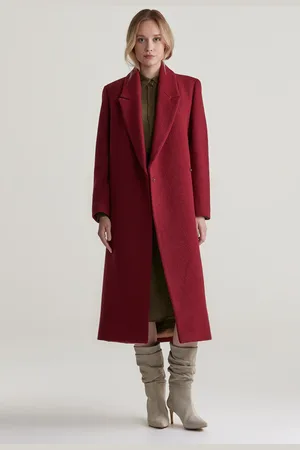 GANT KABÁT TEXTURED WRAP COAT PLUMPED RED