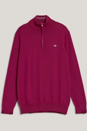 GANT SVETR CLASSIC COTTON HALFZIP BEAUTYBERRY PURPLE