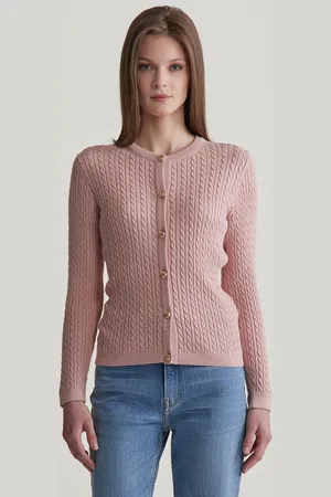 GANT KARDIGAN MINI CABLE KNIT CARDIGAN CREAM