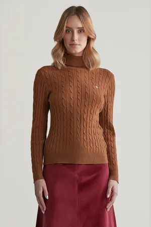 GANT ROLÁK STRETCH COTTON CABLE TURTLENECK CACAO