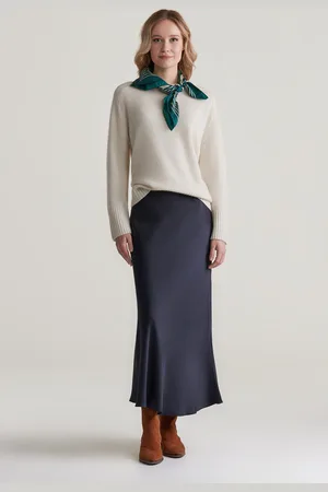 GANT SUKNĚ REGULAR A-LINE SATIN SKIRT EVENING BLUE