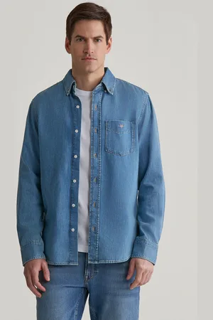 GANT KOŠILE REG DENIM SHIRT MID BLUE WORN IN