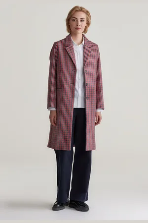GANT KABÁT PATTERN CLASSIC TAILORED WOOL COAT BRIGHT RED