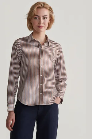 GANT KOŠILE REG POPLIN STRIPED SHIRT CACAO