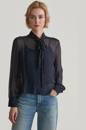 GANT HALENKA REG DOT PRINT BOW BLOUSE EVENING BLUE