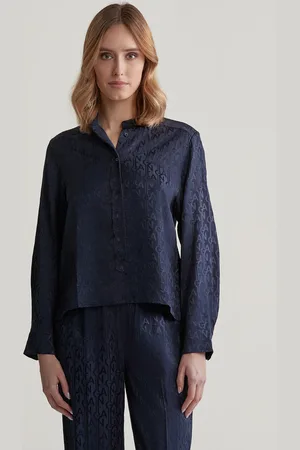 GANT HALENKA REG MONOGRAM JACQUARD BLOUSE EVENING BLUE