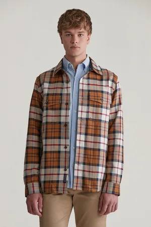 GANT KOŠILE HERRINGBONE CHECK OVERSHIRT TARTAN GREEN