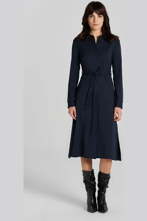 GANT ŠATY SLIM JERSEY SHIRT DRESS EVENING BLUE