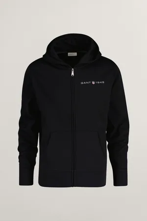 GANT MIKINA PRINTED GRAPHIC FULL ZIP HOODIE BLACK