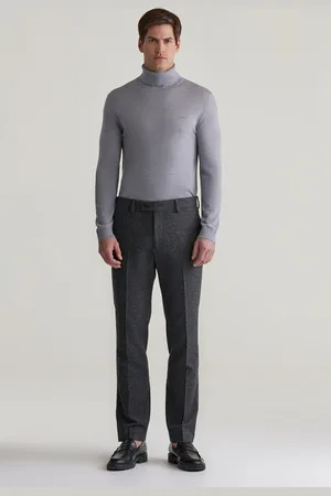 GANT KALHOTY SLIM DONEGAL SUIT PANTS ANTRACITE