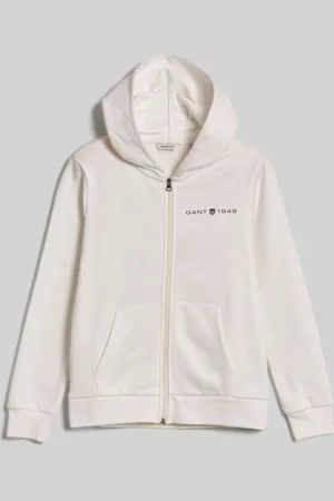 GANT MIKINA REG PRINTED GRAPHIC ZIP HOOD EGGSHELL