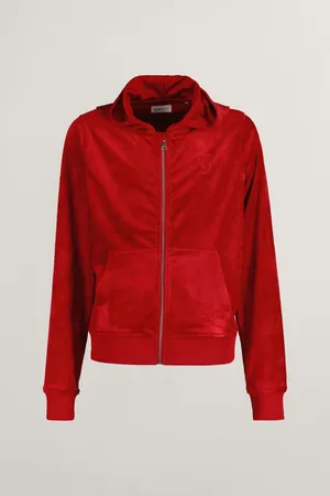 GANT MIKINA VELOUR ZIP HOODIE RUBY RED
