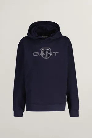 GANT MIKINA RELAXED CONTRAST SHIELD HOODIE EVENING BLUE