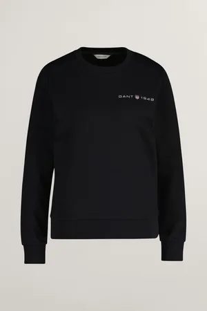 GANT MIKINA REG PRINTED GRAPHIC C-NECK BLACK