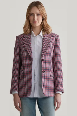 GANT SAKO REG HOUNDSTOOTH BLAZER BRIGHT RED
