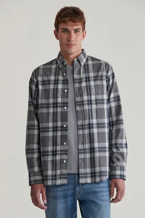GANT KOŠILE REG TARTAN MELANGE CHECK SHIRT DARK GREY MELANGE