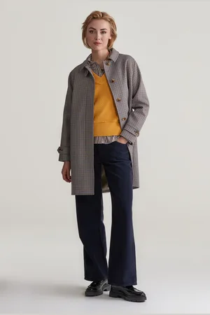 GANT KABÁT MINI CHECKED CAR COAT CACAO