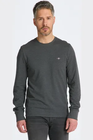 GANT TRIČKO SLIM PIQUE LS T-SHIRT ANTRACIT MELANGE