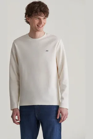 GANT TRIČKO TEXTURED LS TSHIRT CREAM