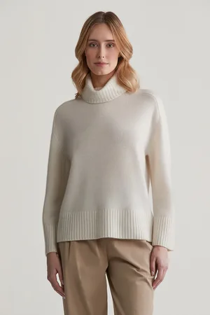 GANT SVETR CASHMERE ROLLNECK CREAM