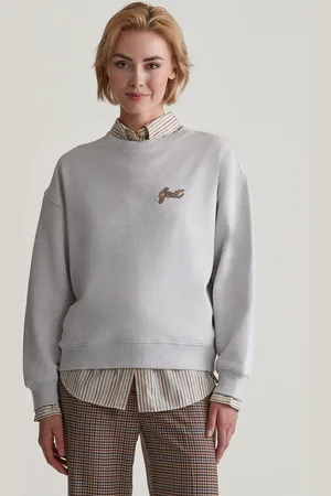 GANT MIKINA SCRIPT GRAPHIC C-NECK SWEAT PALE GREY MELANGE