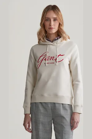 GANT MIKINA REG SCRIPT HOODIE CREAM
