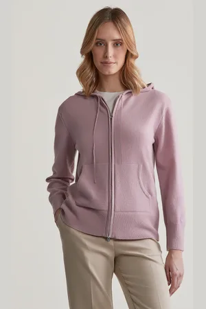GANT SVETR SUPERFINE LAMBSWOOL ZIP HOODIE DUSTY PINK