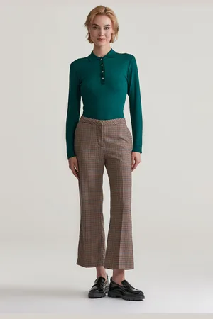 GANT KALHOTY CROPPED SLACKS DARK KHAKI