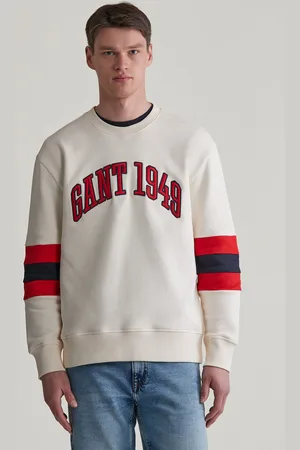 GANT MIKINA COLORBLOCK SLEEVE CNECK CREAM