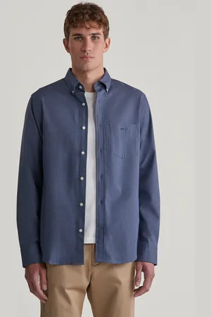 GANT KOŠILE REG HOUNDSTOOTH WOOL FLANNEL SHIRT EVENING BLUE