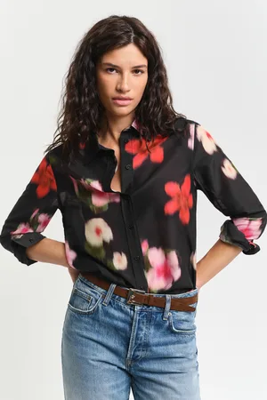 GANT KOŠILE REG FLORAL CTN SILK SHIRT BLACK