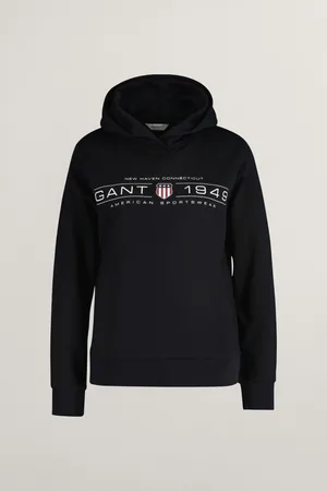 GANT MIKINA REG SHIELD HOODIE BLACK