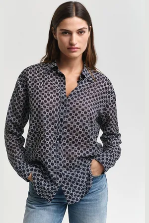 GANT KOŠILE REL GEOMETRIC CTN SILK SHIRT EVENING BLUE