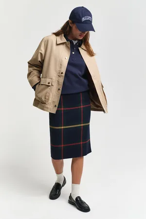 GANT SUKNĚ CHECKED SKIRT EVENING BLUE