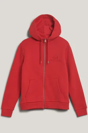 GANT MIKINA REG TONAL SHIELD ZIP HOODIE BRIGHT RED
