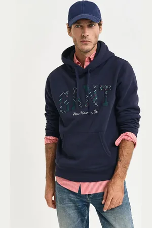 GANT MIKINA GRAPHIC HOODIE EVENING BLUE