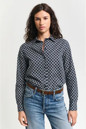 GANT KOŠILE REG GEOMETRIC CTN VOILE SHIRT EVENING BLUE
