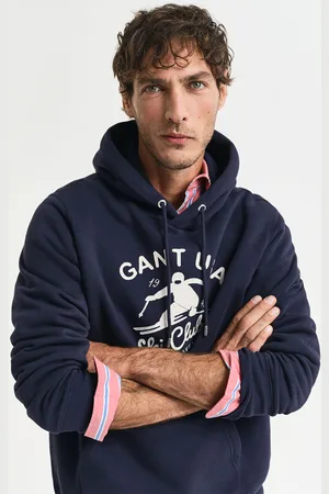 GANT MIKINA GRAPHIC HOODIE EVENING BLUE