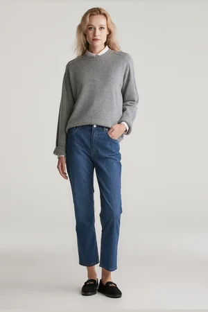 GANT DŽÍNY STRAIGHT CROPPED STRIPED JEANS MID BLUE