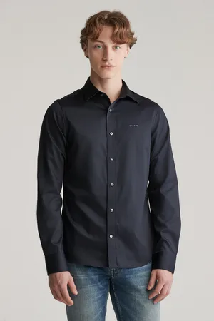 GANT KOŠILE SLIM SATEEN SHIRT BLACK