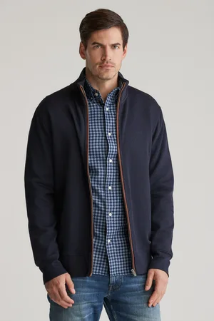 GANT MIKINA SACKER RIB FULL ZIP CARDIGAN EVENING BLUE