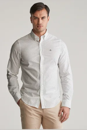 GANT KOŠILE SLIM MICRO PRINT SHIRT EGGSHELL