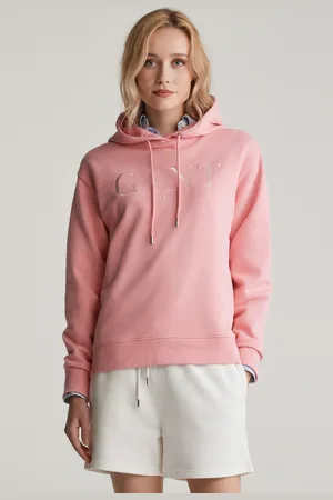 GANT MIKINA TONAL GRAPHIC HOODIE GERANIUM PINK