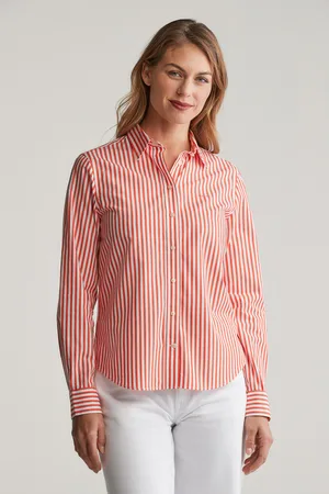 GANT KOŠILE REG CLASSIC POPLIN STRIPED SHIRT ORANGE RED