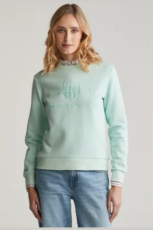GANT MIKINA REG TONAL SHIELD C-NECK SWEAT FADED MINT
