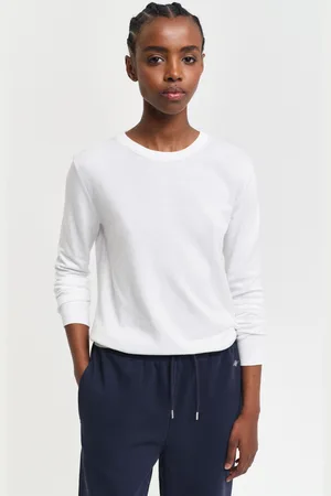 GANT SVETR FINE KNIT C-NECK CREAM