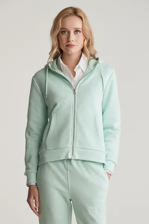 GANT MIKINA REG TONAL SHIELD ZIP HOODIE FADED MINT